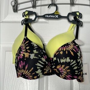 NWT Hurley Seamless Tie-Dye bra and Yellow bra